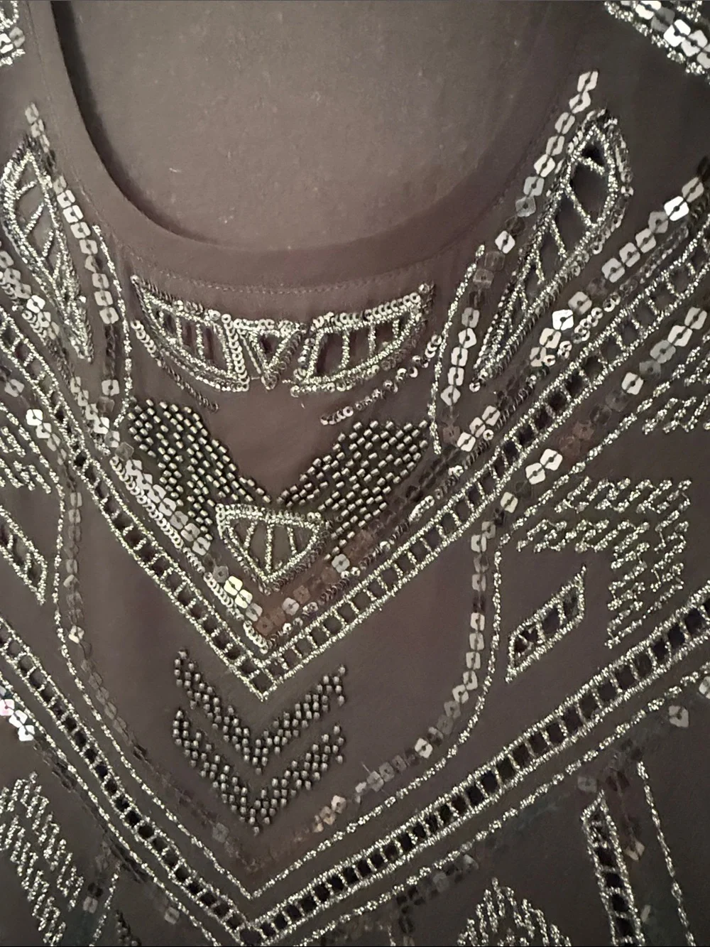 Express Black Sequined Geometric Tank Top